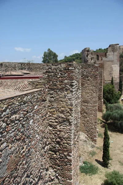 Malaga Spanyolország 2011 Július Alcazaba Erőd Ősi Falai Malagai Gibralfaro — Stock Fotó