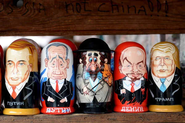 Moscow Russia March 2019 Matryoshka Dolls Image Vladimir Lenin Russian — Stock Photo, Image
