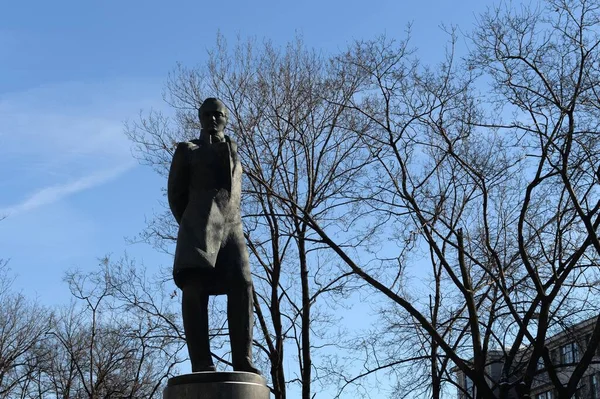 Moscow Rússia Março 2019 Monumento Poeta Mikhail Lermontov Praça Lermontovskaya — Fotografia de Stock