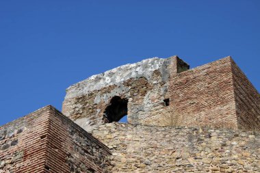 MALAGA, İSPA-24 Temmuz 2011: Malaga 'daki Mlaga' lı Alcazaba antik bir kalenin türleri