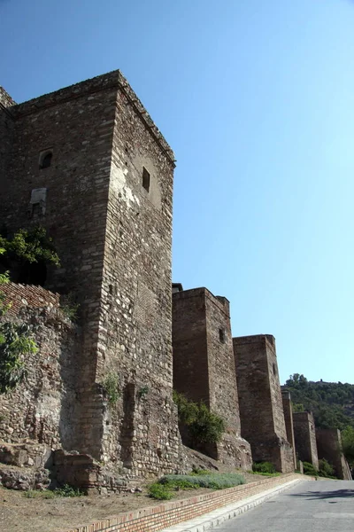 Malaga Hiszpania Lipiec 2011 Rodzaje Starożytnego Zamku Alcazaba Mlagi Maladze — Zdjęcie stockowe