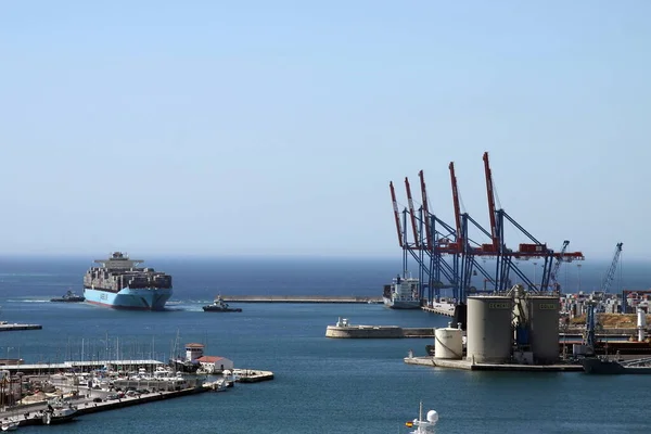 Malaga Spain July 2011 Container Ship Enters Port Malaga — Stock Photo, Image