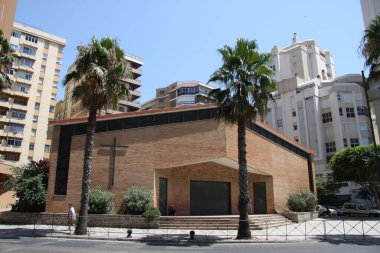 MALAGA, SPAIN-JULY 24 Temmuz 2011: Sahil kenti Malaga 'daki modern kilise