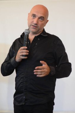 BARNAUL, RUSSIA - 11 Eylül 2016: Rus siyasetçi, yazar, filolog, reklamcı Zakhar Prilepin