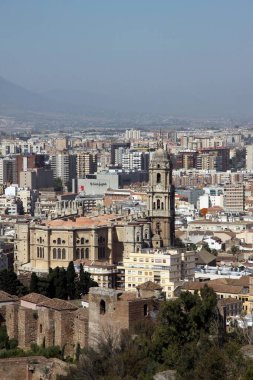 MALAGA, İspanya - 24 Temmuz 2011: İspanya 'nın Malaga kentindeki eski Katedral manzarası