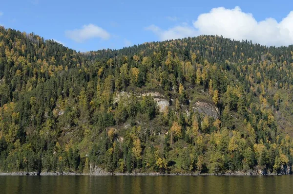 República Altai Rússia Setembro 2020 Outono Lago Teletskoye República Altai — Fotografia de Stock