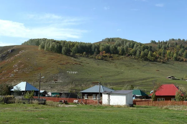 Região Altai Rússia Setembro 2020 Antiga Aldeia Montanhosa Tulata Distrito — Fotografia de Stock