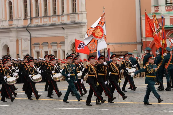 Moscow Rússia Maio 2021 Bateristas Escola Música Militar Moscou Durante — Fotografia de Stock