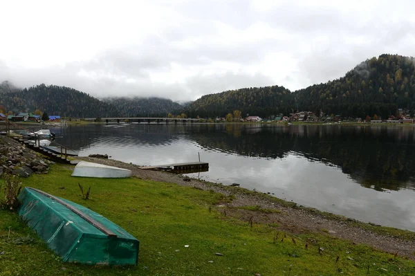 Altai Republic Russia September 2020 Morning Taiga Village Iogach Shore — Stock Photo, Image