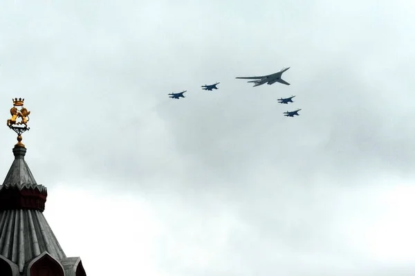 Moscow Russia May 2021 Group 35S Fighters 160 Supersonic Long — Stock Photo, Image