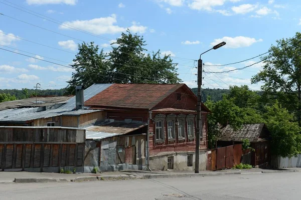 Kaluga Ryssland Juni 2012 Ett Gammalt Trähus Revolution Street Kaluga — Stockfoto