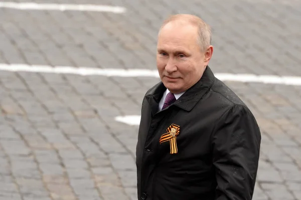 Moscow Ryssland Maj 2021 Ryska Federationens President Vladimir Putin Röda — Stockfoto