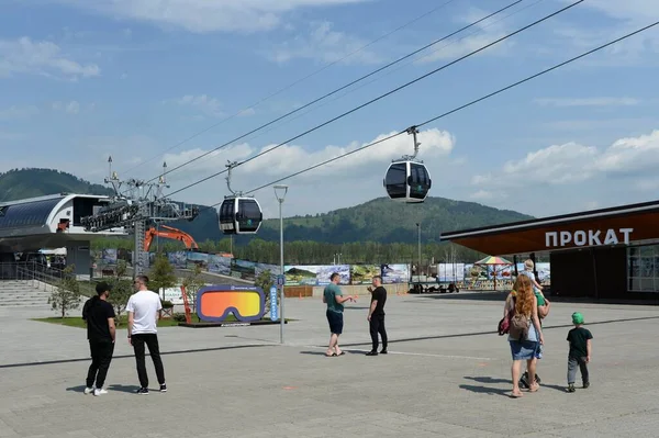 Manzherok Altai Republik Russland Mai 2021 Seilbahn Skigebiet Manzherok Altai — Stockfoto