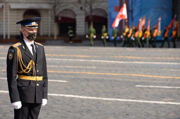 Moscow Rússia Maio 2021 Soldado Regimento Presidencial Durante Ensaio Geral — Fotografia de Stock