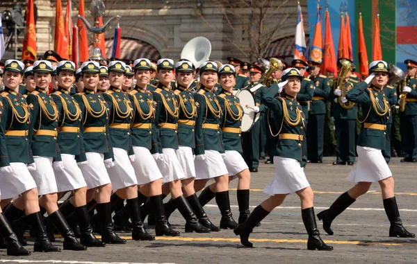 Moscow Russia Maj 2021 Kadetki Uniwersytetu Wojskowego Wołyńskiego Wojskowego Instytutu — Zdjęcie stockowe