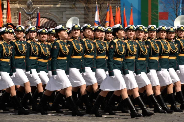 Moscú Rusia Mayo 2021 Cadetes Femeninas Universidad Militar Instituto Militar —  Fotos de Stock