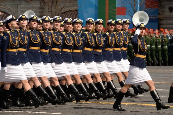 Moscow Russia May 2021 Γυναίκες Δόκιμοι Της Στρατιωτικής Ακαδημίας Αεροδιαστημικής — Φωτογραφία Αρχείου