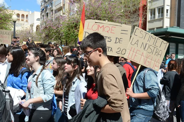 Demostración de protesta de estudiantes universitarios y universitarios en Alicante — Foto de Stock