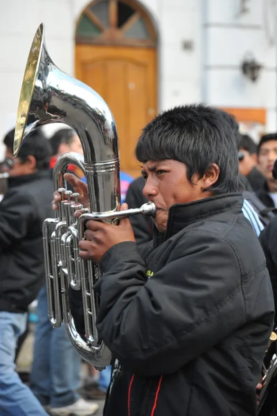 The inhabitants of the city during the carnival in honor of the virgin of Guadalupe. — Stock Photo, Image