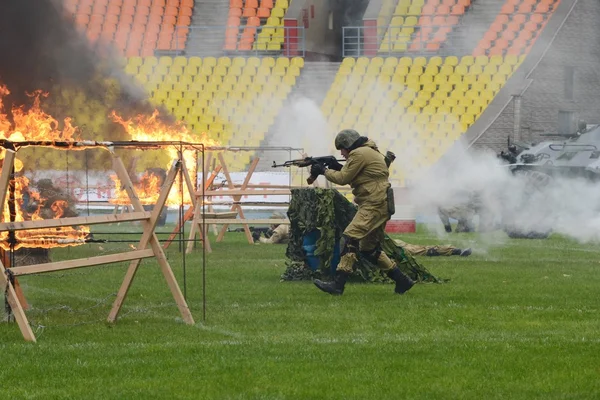 The demonstration fight the police special forces — Stok fotoğraf