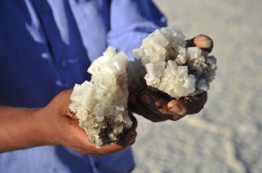 Bolivians mined salt crystals. clipart