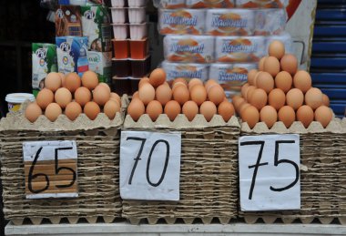 La Paz sokaklarında ticaret yumurta