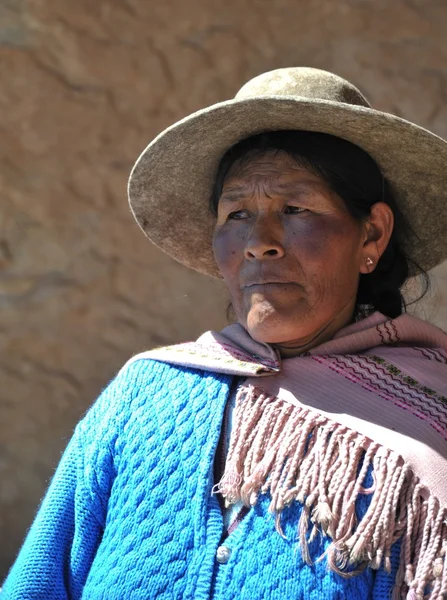 Boliwijski kobieta z doliny Altiplano. — Zdjęcie stockowe