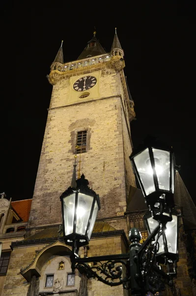 Prag'da gece Belediye Binası — Stok fotoğraf