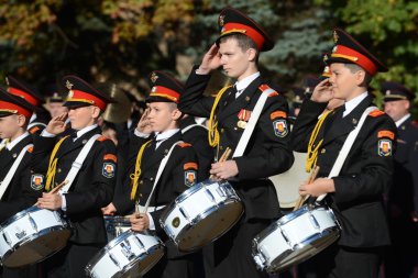 Polis Moskova cadet Kolordu öğrenciler.