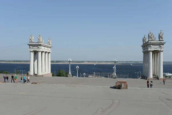 Volgograd Volga Nehri'nin Orta dolgu. — Stok fotoğraf