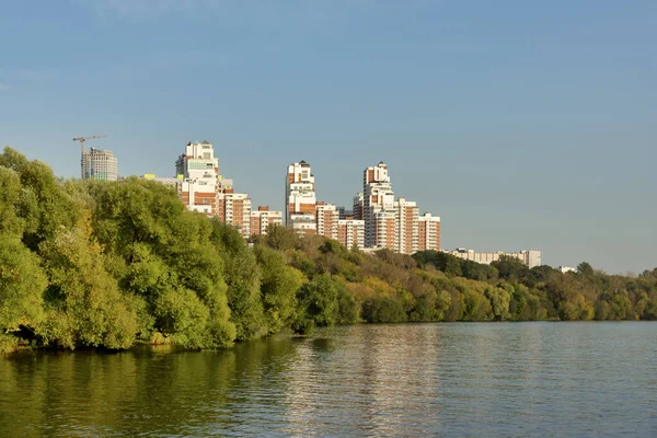 Moscow Russia September 2020 Park Embankment Moskva River View Strogino — Stock Photo, Image