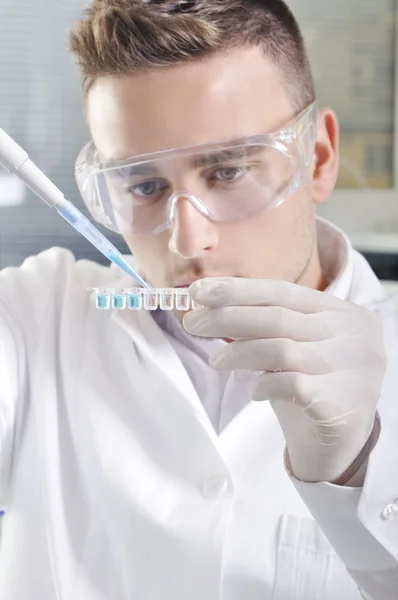 Attractive young PhD student scientist in laboratory — Stock Photo, Image