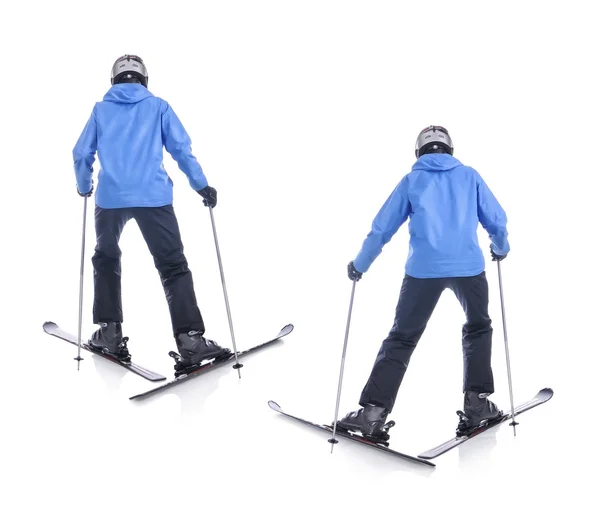 Skiier demonstrate how to slide forward. Step by step instruction — Stock Photo, Image