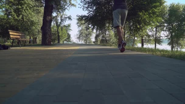 Hombre por la mañana corriendo — Vídeo de stock