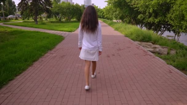 Οπίσθιο θηλυκό βόλτες στο δρόμο — Αρχείο Βίντεο