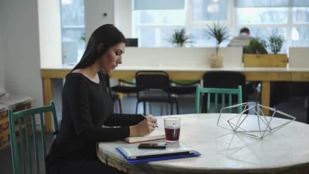 Femme travaillant et attendant la rencontre avec le partenaire d'affaires — Video