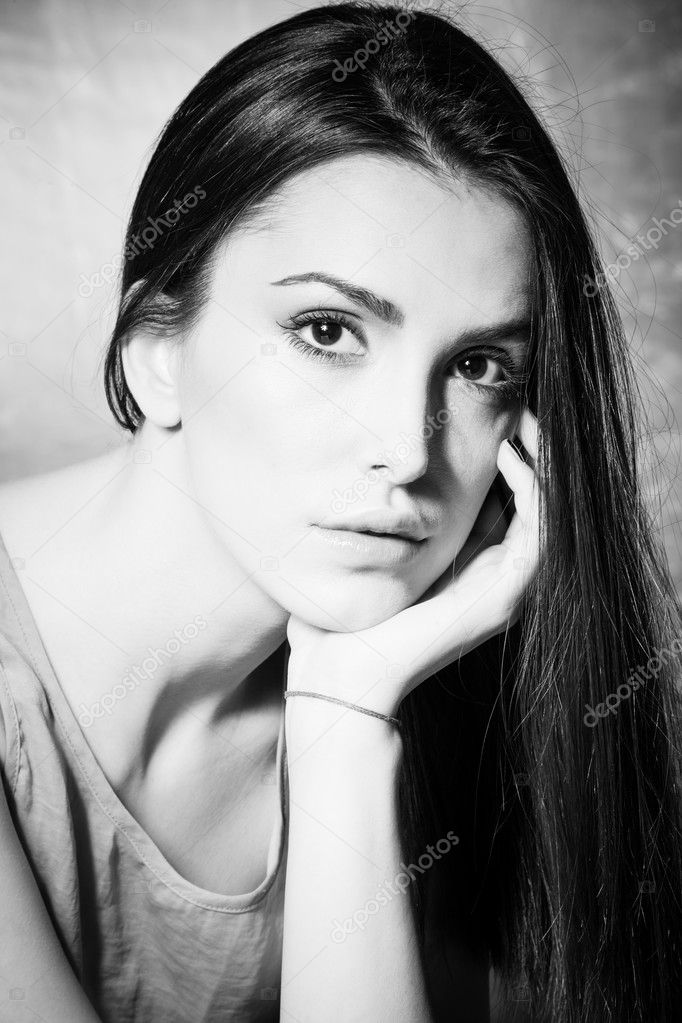 young woman portrait bw