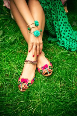 düz boho yaz kadın deri terlikler