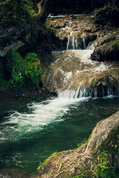 Pequena cascata no rio de montanha — Fotografia de Stock