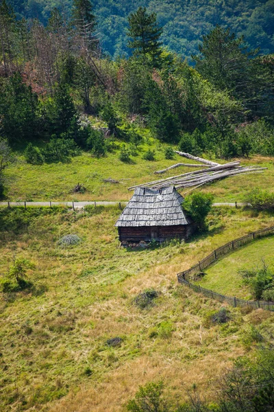 old wooden cottage in mountain