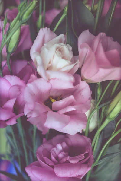 Nahaufnahme Eines Straußes Rosa Und Weißer Blüten Geringer Schärfentiefe — Stockfoto