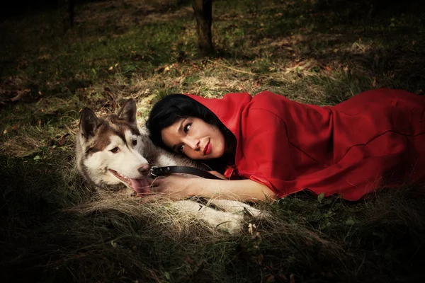 Cappuccio rosso e il lupo — Foto Stock
