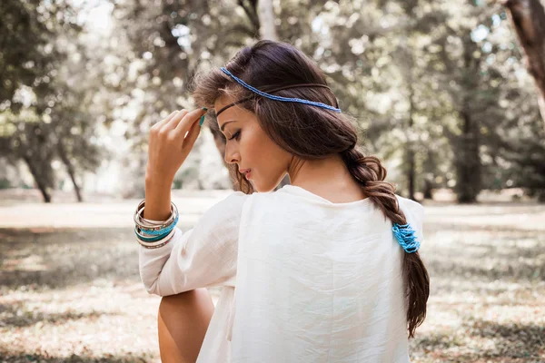 Braid of hair with breads — Stock Photo, Image