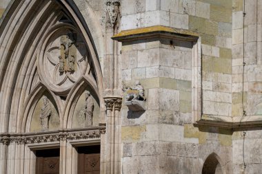 Dom St Peter, Regensburg 'da. Baharda telefoto lensi ile detaylı çekimler.                     