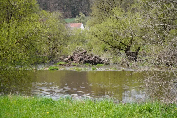 Rio Danúbio Suas Águas Antigas São Fotografadas Baviera Perto Regensburg — Fotografia de Stock