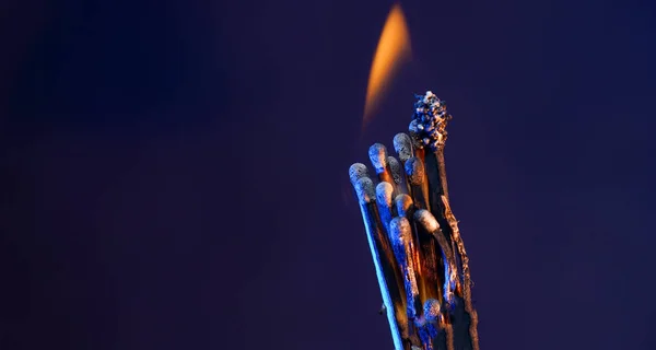 Lit Matches Blown Out Studio Photographed Colorful Foils Flashes — Stock Photo, Image