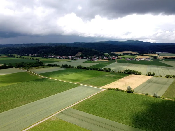 Aerial View Agricultural Field Grain Planted Spring Bavaria — Stock Photo, Image