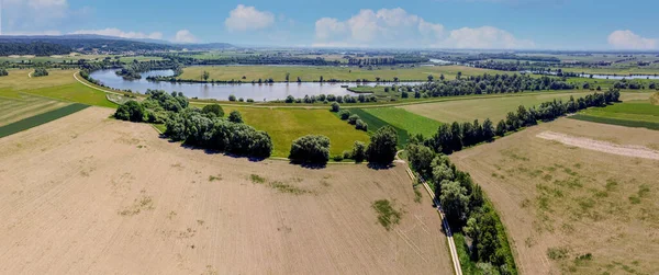 Panorama Aerial View Germany Bavaria Summer Forest Meadow Danube Region — Stock Photo, Image