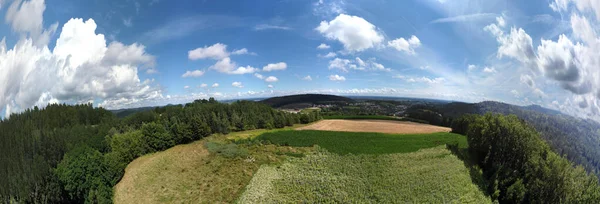 Panorama Vista Aérea Alemanha Baviera Verão Com Floresta Prado Região — Fotografia de Stock