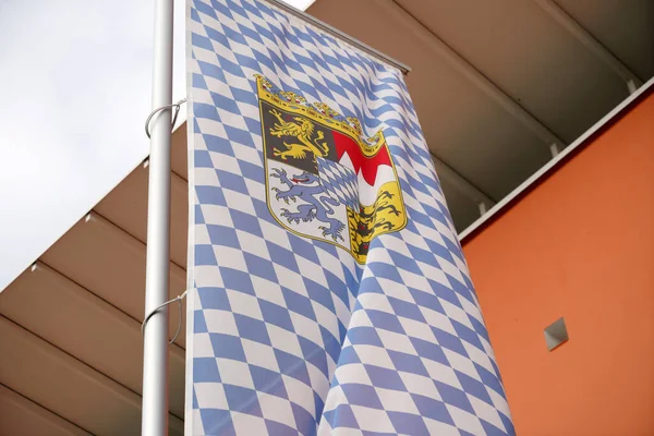 Bayersk Flagga Flyger Mot Blå Vit Himmel Sommardag Bayern — Stockfoto